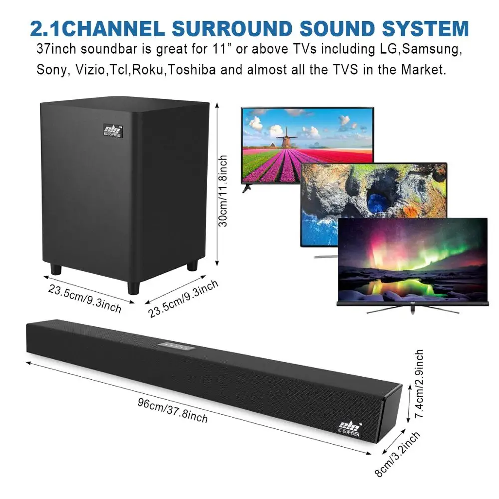 120w 2.1 Tv Soundbar Home Theater Sound 