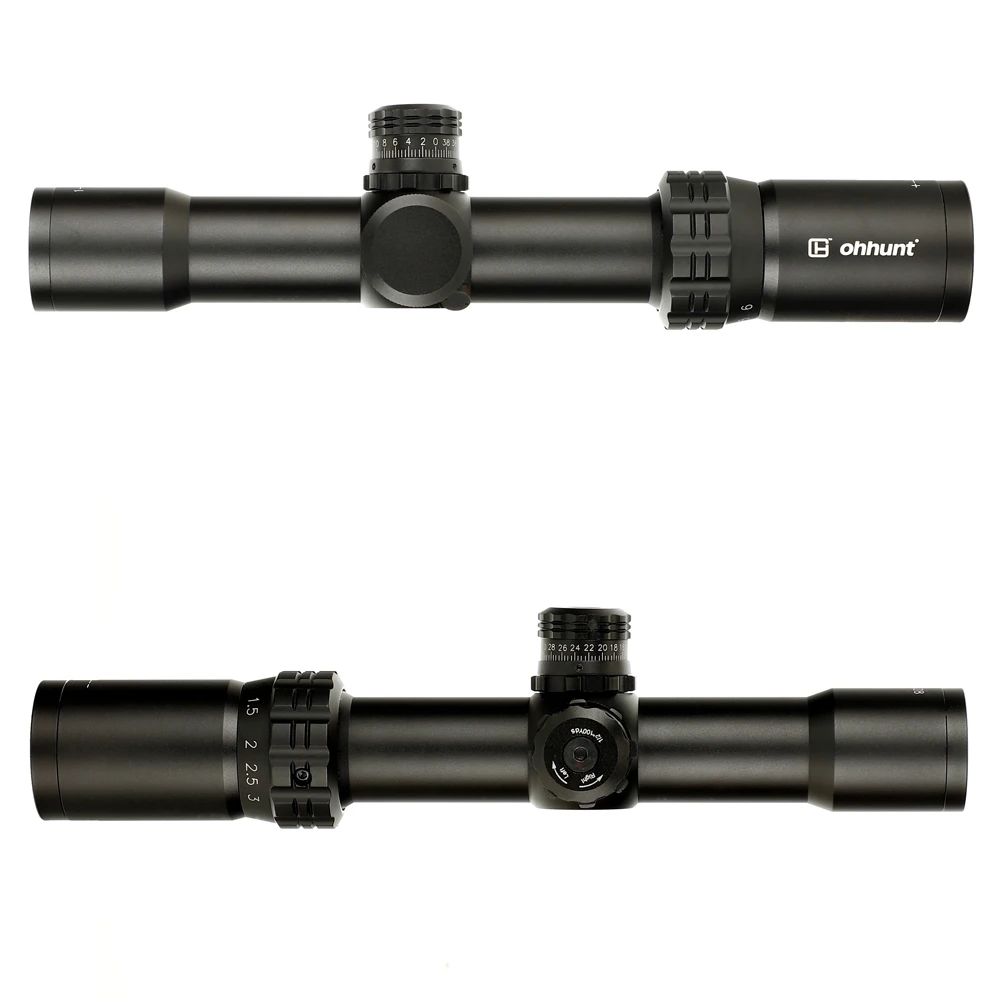 ohhunt Thin Edge 1-6X28 IR Hunting Riflescope Mil Dot Glass Reticle RGB Illuminated with Turrets Reset Tactical Shooting Scope