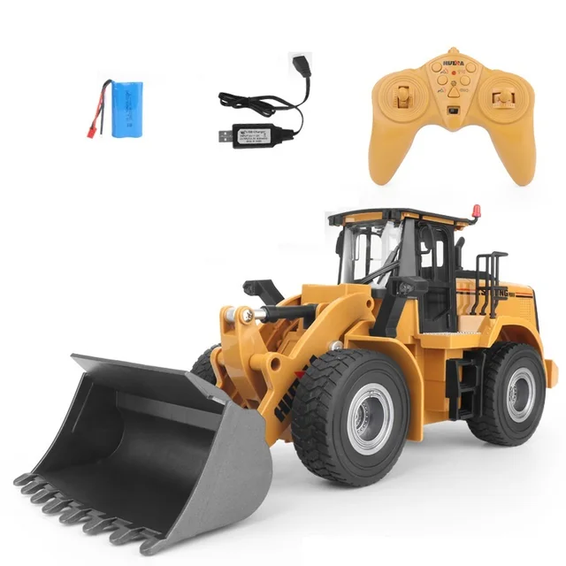 9-CH Remote Control Loader Truck One Key Automatic Demo Lifting Bucket 80M 30Mins Flight Time Simulation Light Children's RC Toy