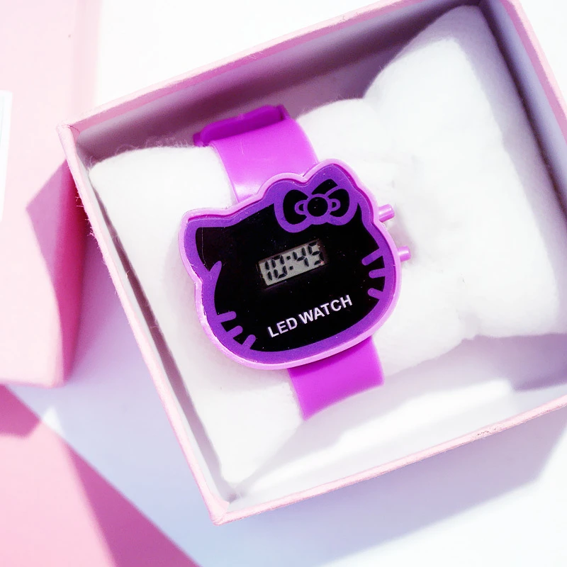 Purple Color Милый светодиодный часы для девочек,, детские часы с мультипликационным принтом, цифровой браслет, подарок на день рождения, детские часы, Relogio Feminino - Цвет: Purple Color