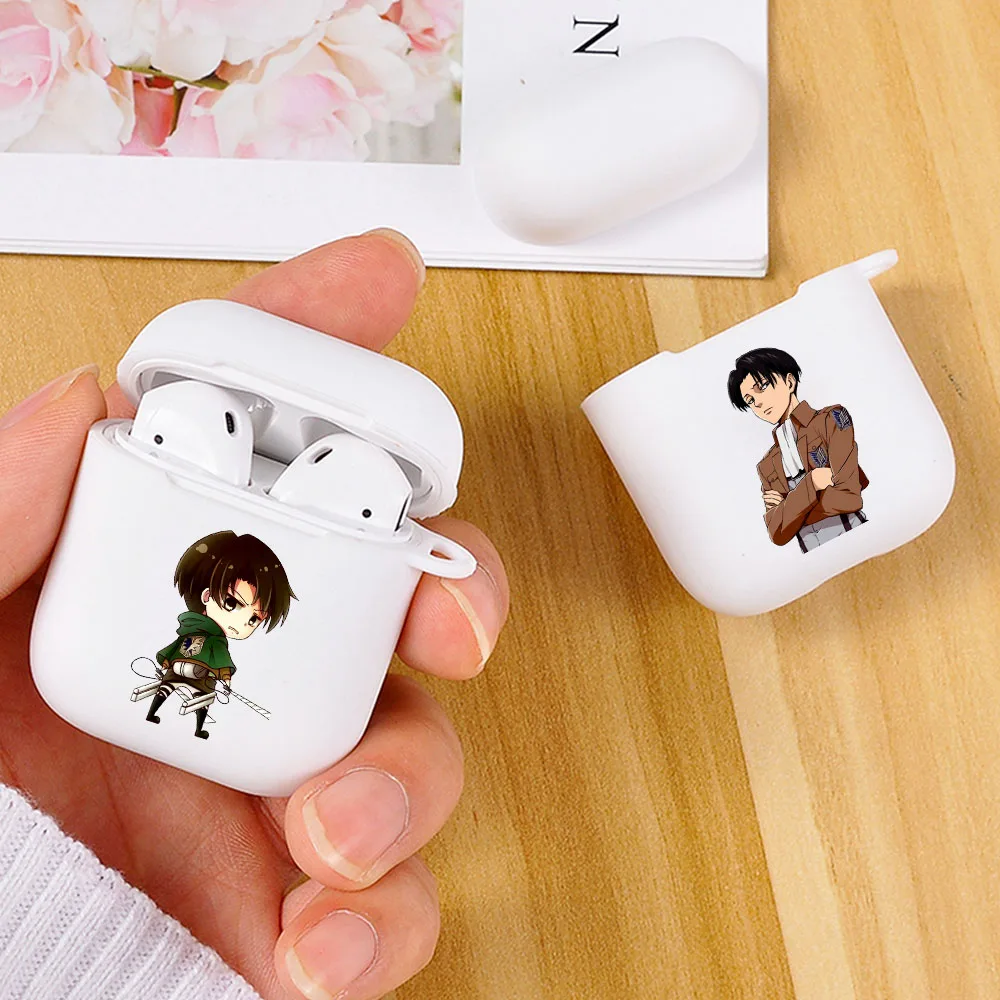 

New Anime Attack On Titan Cool Levi Ackerman Earphone Case for Apple Airpods 1 2 Soft Cover Wireless Earphone Coque Fundas