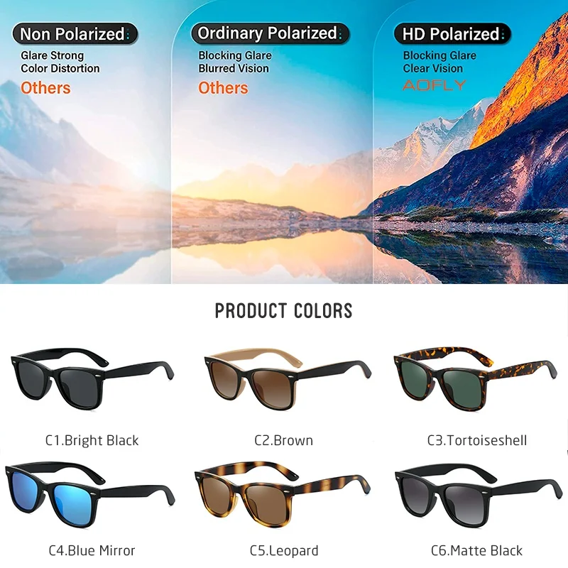 AOFLY Men Polarized Sunglasses Anti Glare Driving Glasses Male Square  Vintage Shades For Women Oculos masculino Female UV400 - AliExpress