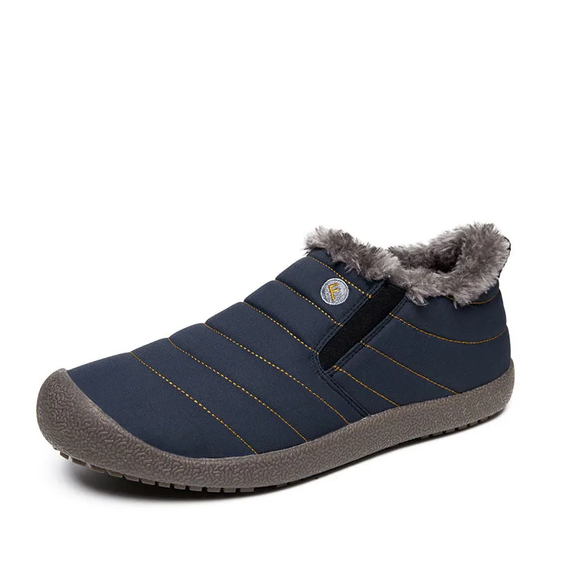 Blue Low Модная зимняя обувь мужские плюшевые однотонные зимние ботинки; размеры 36-48 теплые водонепроницаемые мужские ботинки с плюшевой подкладкой на нескользящей подошве - Цвет: Blue Low