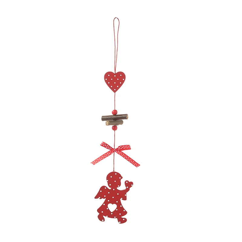 1/2/3Pc Red Dot Heart Snowflake Xmas Tree Angel Star Wooden Pendants Ornaments Christmas Hanging Decorations For Home Navidad