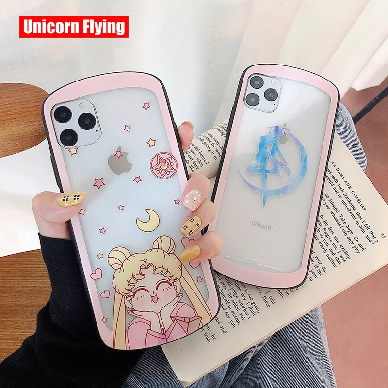 

LinXiang Japanese Classic Anime Sailor Moon Transparent Clear Phone Case Back Cover For iphone 7 8 Plus X XS Max XR 11 Pro