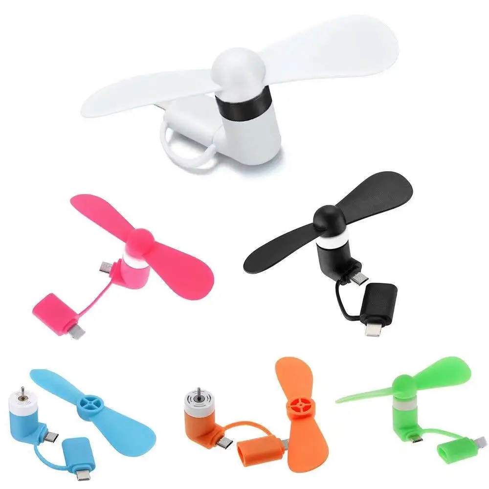 

2 In 1 Mini Soft Cooler Moblie Phone Fan Dust Plug for Iphone Ios Android Micro Portable Hanldheld Cellphone Fan Smartphone Fans