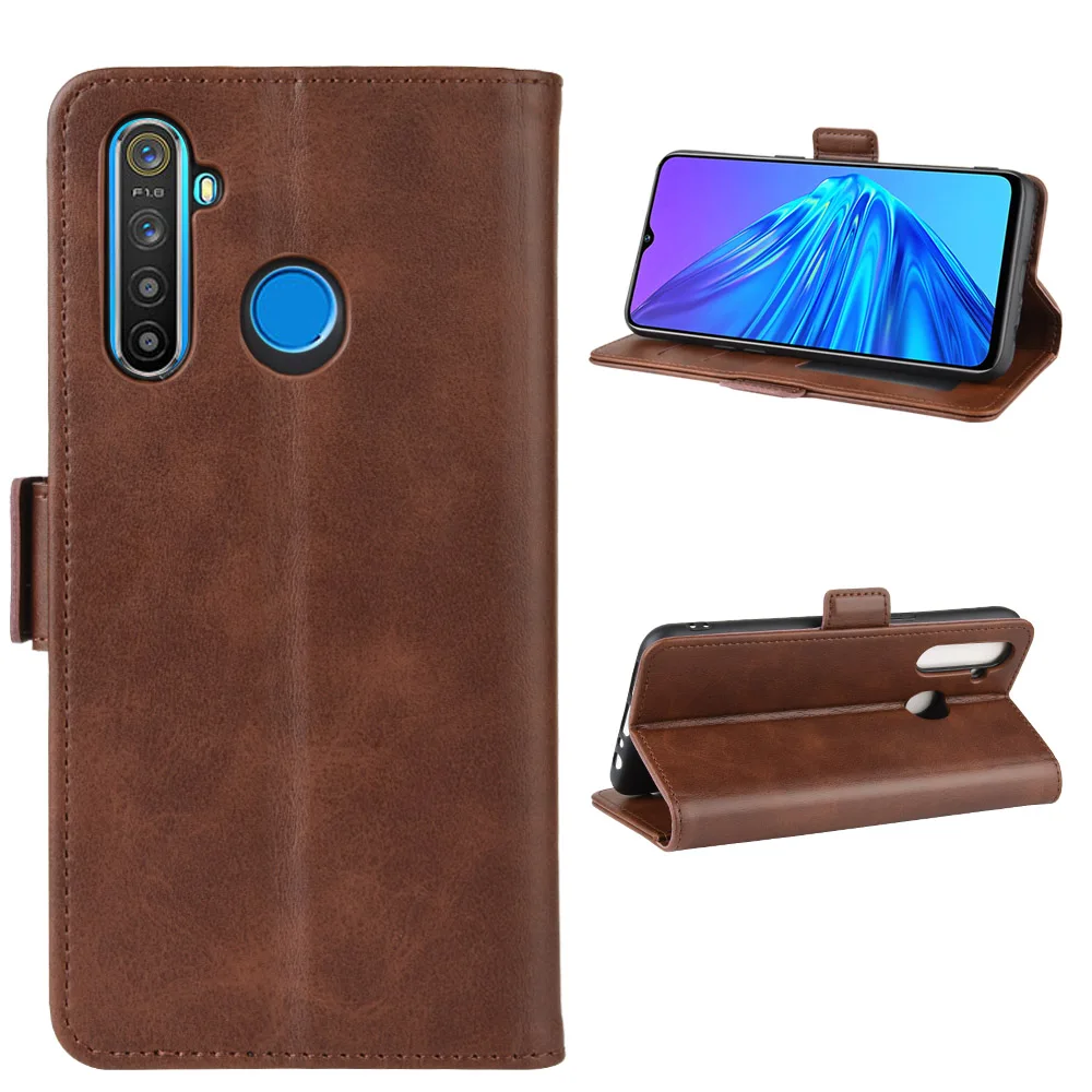 JFCSK Brown Чехол-книжка из искусственной кожи с откидной крышкой, чехол-кошелек для OPPO Realme 5 Realme5 Pro, держатель для карт, чехол-книжка, защитный чехол GG - Цвет: JFCSK Brown