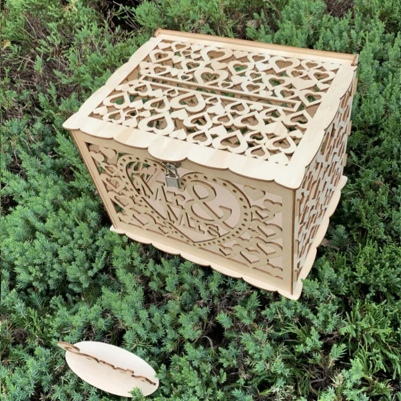 Нежная древесина, Подарочная карточная коробка, полый дизайн, сделай сам, Свадебная подарочная карточка, коробка с карточкой, свадебные юбилейные праздничные украшения