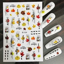 1Pcs Design Valentines Water Nail Sticker Heart Love Turkey Maple Leaf Nail Art Decal DIY Slider Tattoo Manicure Decortion B104