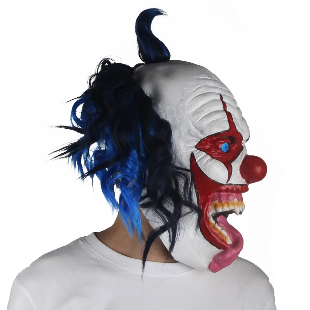 Бородатый красный Шут маска Хэллоуин страшный Косплей Змеиный язык злой клоун маска