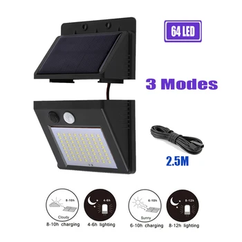 

LED Solar Light Outdoor Waterproof 64/30 LED Garden Solar Light Motion Sensor PIR 4Modes With Remote Control Solar Lamps optiona