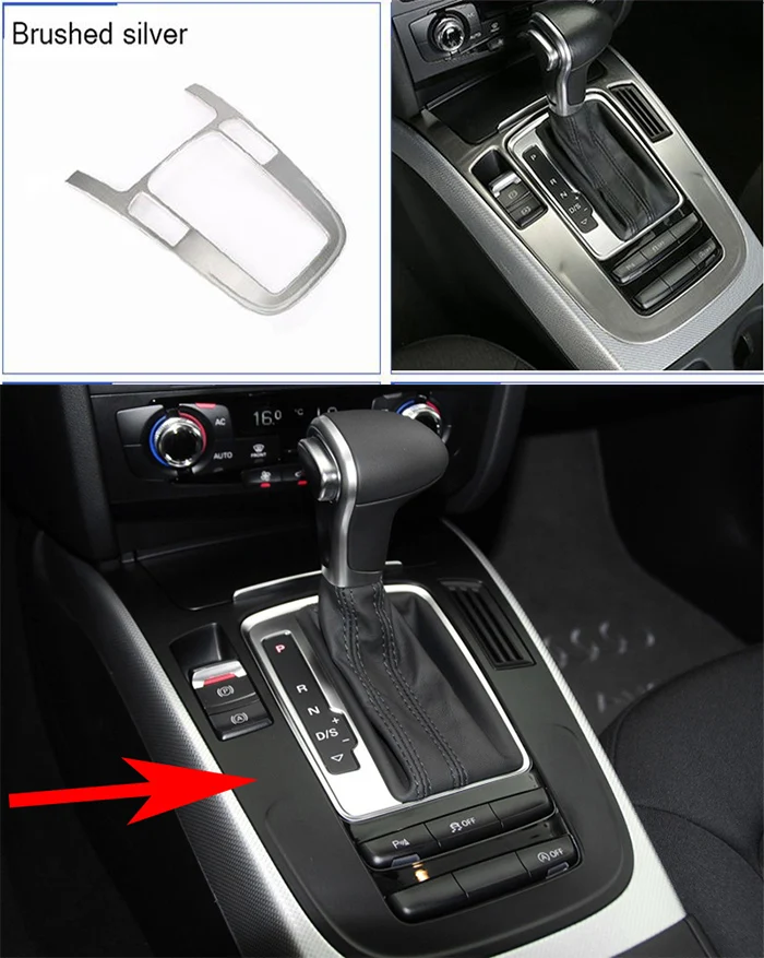 A Brushed Silver Автомобильный Стайлинг, Центральная панель переключения передач, подставка для рук, крышка стакана воды, наклейки для Audi A4 B8 A5, аксессуары для салона автомобиля - Название цвета: A Brushed Silver