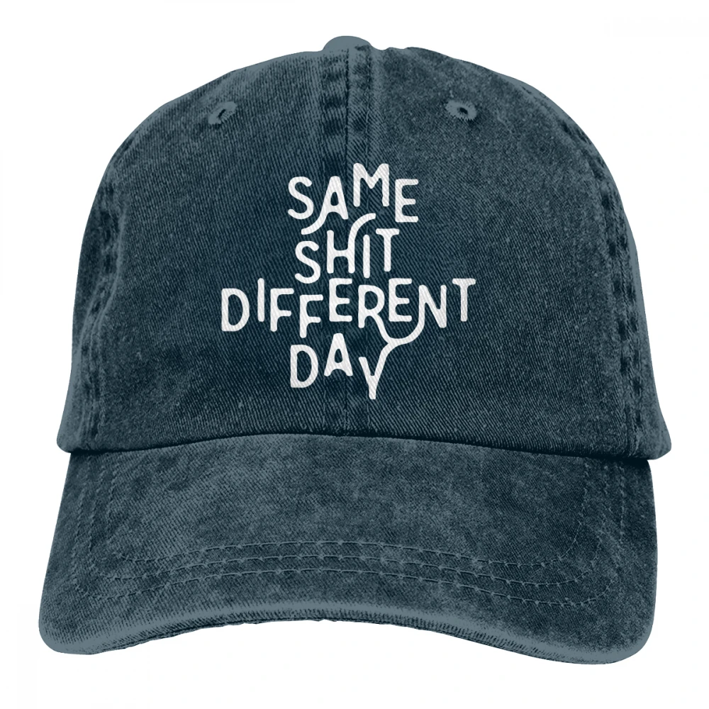 Одинаковая говна различных дней Casquette темно-синий унисекс Мужские Женские джинсовые бейсболка с ремешком кепки Регулируемый Гольф папа шляпа