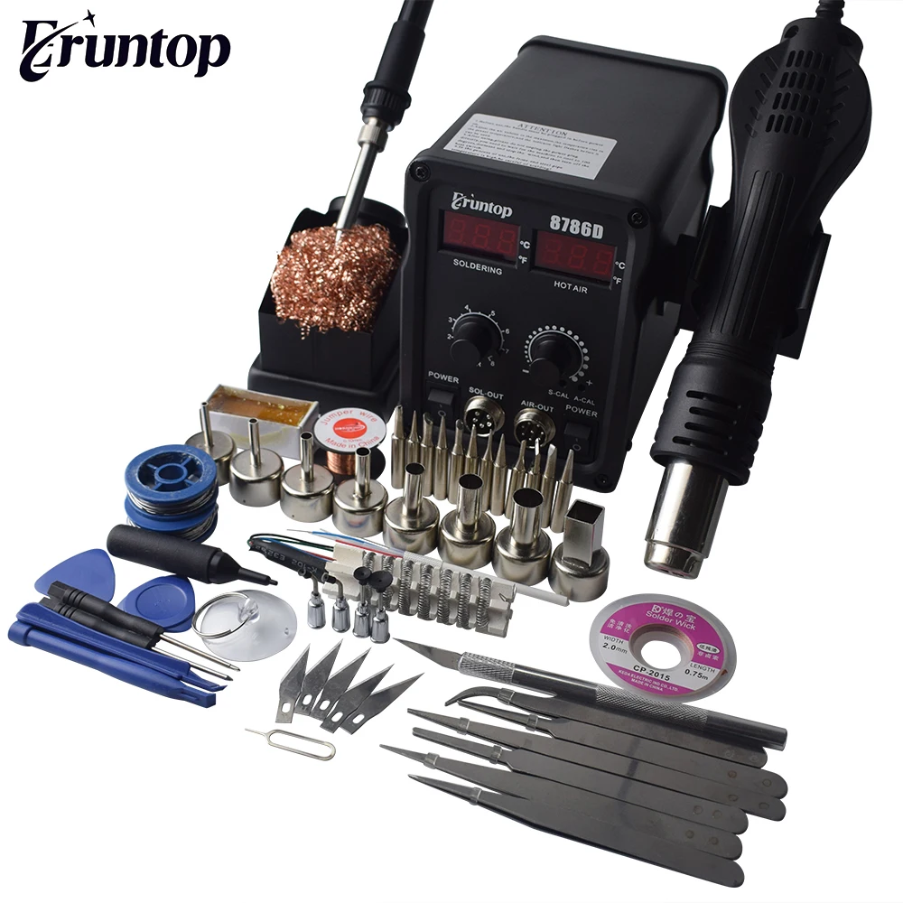 110/220 В 750 Вт 2 в 1 SMD оборудования паяльная станция Eruntop 8786D 8586D + горячий воздух
