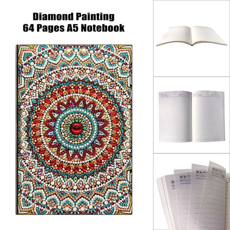 Diy Art Алмазный альбом для рисования дневник Полный Круглый Вышивка мозаикой из стразов A5 64 страницы сова с изображением павлиньей мандалы бабочки