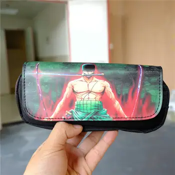 

OP One Piece Roronoa Zoro Pencil Case Canvas Zip Super Big Capacity Pen Bag Makeup Stationery Pouch School Supplies
