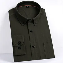 

2021 Outdoor army green cotton oxford long-sleeved white shirt men's washed autumn new shirt casual business men's clothing