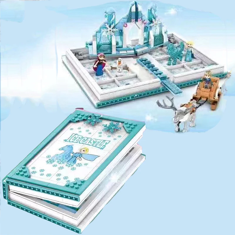 

NEW Big Movie Legoinglys Anna Elsa Princess Castle Pop Up Book Building Blocks Bricks Model Kids Figures Toys gifts