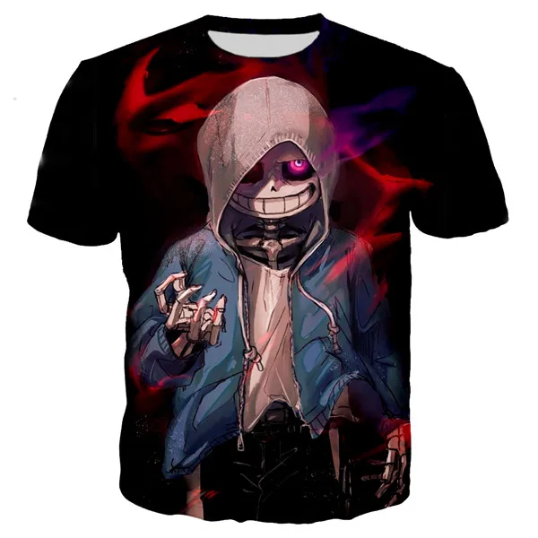 Sans tshirt 3 Undertale, красивый череп, без принта, 3D футболка для мужчин/женщины-хипстеры, хип-хоп, футболка для мальчиков, крутая летняя футболка с короткими рукавами, унисекс, панк, футболка, одежда, негабаритный 6XL - Цвет: Sans tshirt 3