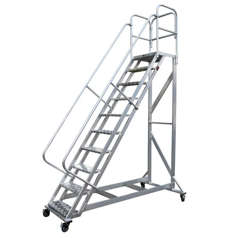 

4.5m High Rolling Work Platform with Handrail / Light Weight Aluminum Made / Moveable Arieal Platform / Customized High Option