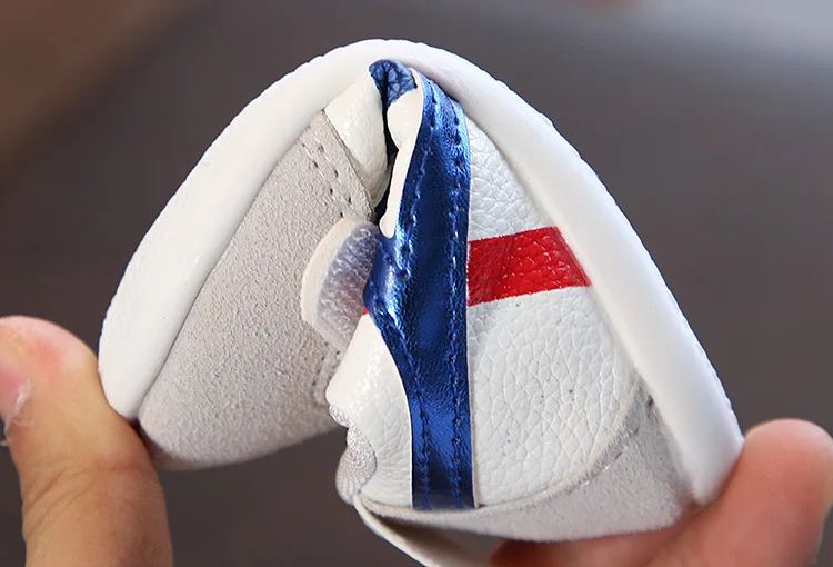 Baby children's shoes female male baby color matching striped shoes leather shoes baby shoes soft bottom toddler shoes