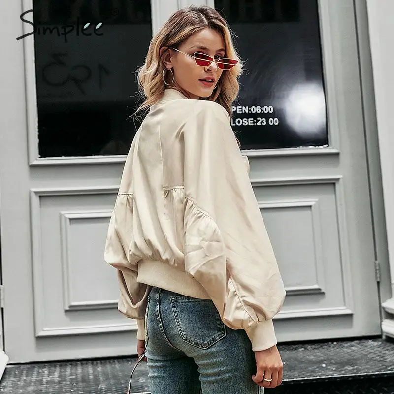 Ideal Simplee Harajuku bat sleeve women jacket coat Autumn ladies bomber oversize Jacket coat Casual stre