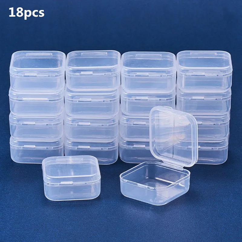 Small Rectangle Clear Box Beads Jewelry Storage Mini Tool Container Case 12 Pcs