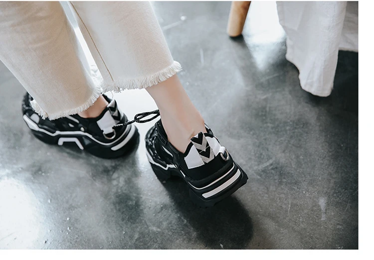 Женские массивные кроссовки на платформе; Повседневная обувь со шнуровкой; обувь из вулканизированной кожи; Роскошные Дизайнерские кроссовки для пожилых пап и женщин; tenis feminino