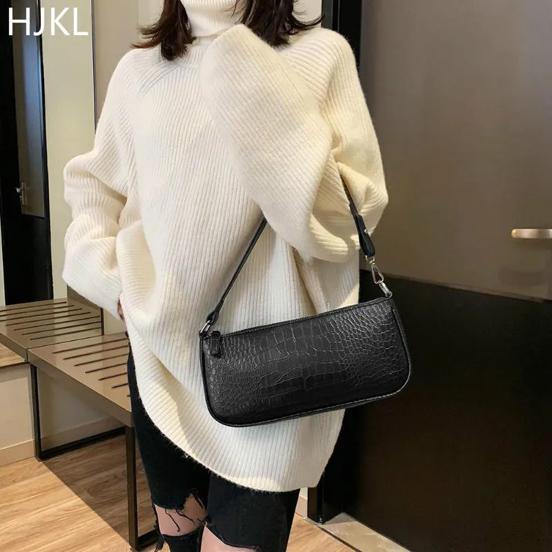 

Women's Baguette Shoulder Bag Handbags Luxury PU Leather Retro Alligator Pattern Solid Mini Bags Ladies Casual Small For Girls