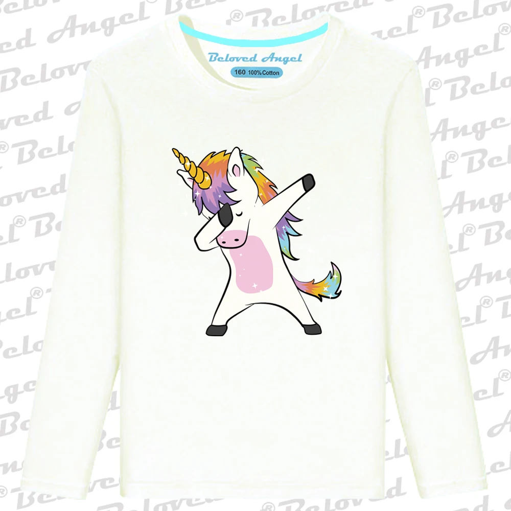 

Unicorn Cute Printed Boys Girls T-Shirt Christmas Children Clothes For Kids Spring Autumn New Long Sleeve Cotton Casual Top Tee