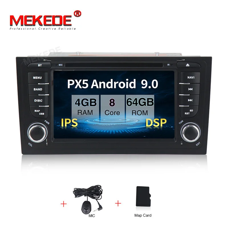 CAR DVD MEKEDE ips Автомобильный мультимедийный плеер, Автомобильная Радио два Din Android 9,0, стерео система для Audi/A6/S6/RS6, gps ram, 2 Гб, DSP, USB DVR, OBD2, FM - Цвет: CAR DVD