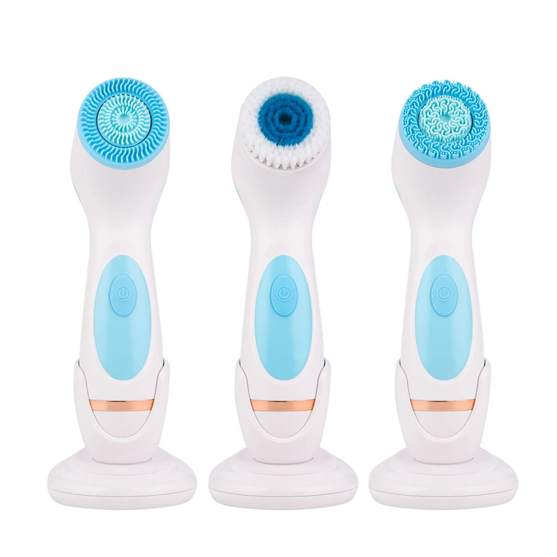 3 In 1 Electric Facial Cleansing Brush Silicone Rotating Face Brush Deep Cleaning Skin Exfoliation Waterproof Facial Massager 50