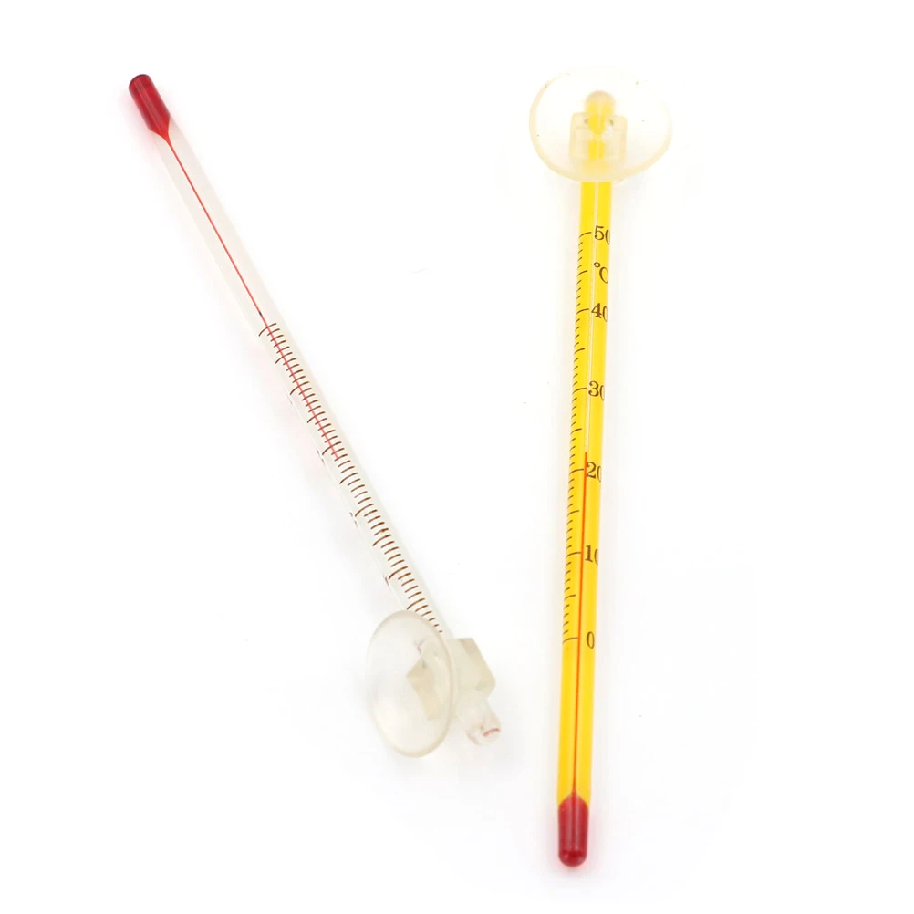 14cm Aquarium Fish Tank Submersible Glass Thermometer Suction Transparent Hydrometer