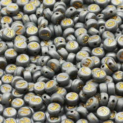 Black and White Mixed Letter Acrylic Beads - Round Flat Alphabet Spacer Beads - 500Pcs (B06588)