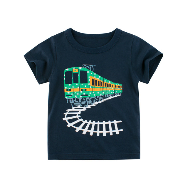 Cartoon Boys Girls Kids Car Print T Shirt For a Boy Children Summer Short Sleeve T-shirt Cotton Tops Clothing 2-8 Years