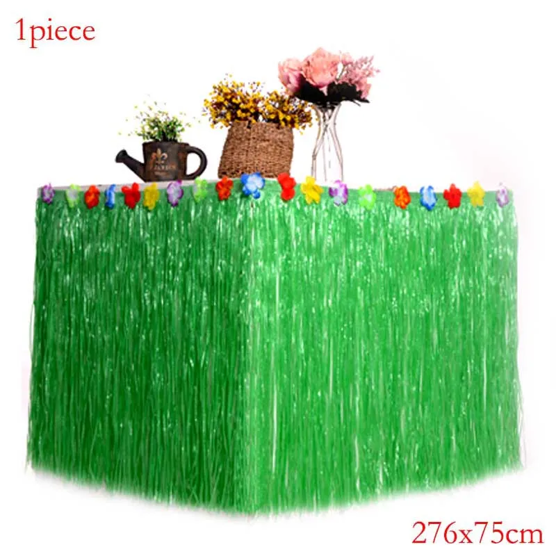 275x75cm green Гавайские вечерние ожерелья с гавайским ожерельем, платье, юбка для стола, гирлянда с фламинго для девочек, аксессуары для дня рождения - Цвет: 275x75cm green