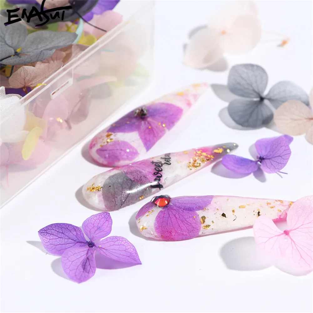 Dried Flowers Nail Art Decoration DIY Natural Pressed Flora Gel Manicure Stickers Hydrangea Leaf 3D Decor Nail Tips