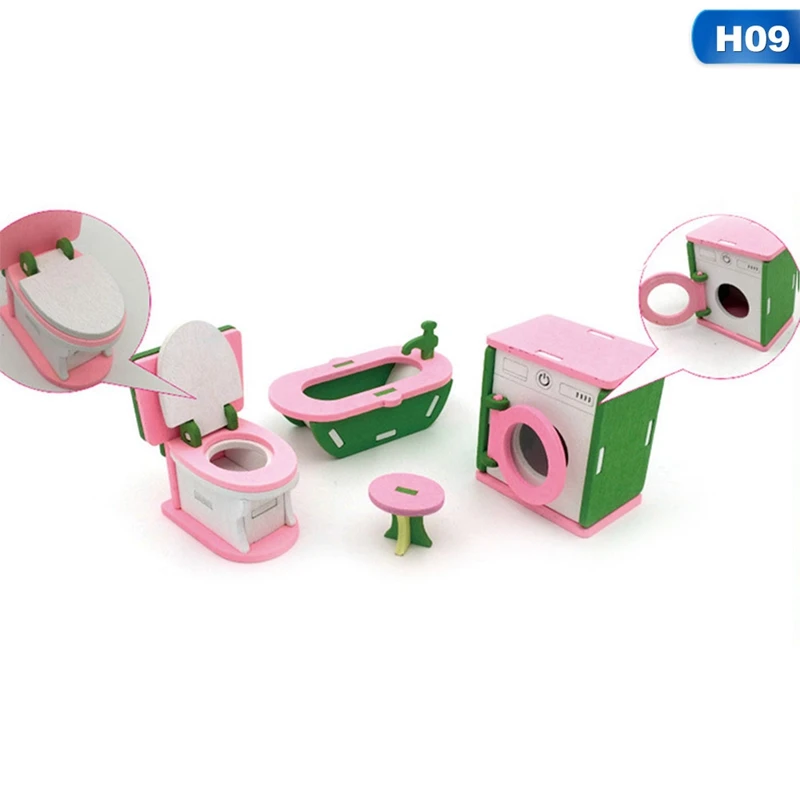 Деревянная мини-мебель для моделирования, детский игрушечный набор для моделирования, игровой домик, деревянные игрушки для детей - Цвет: H09
