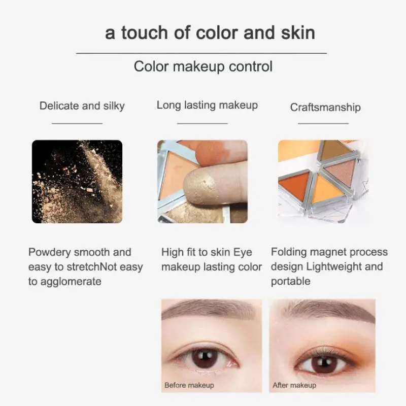 4-color Creative Foldable Eyeshadow Palette Western European Style Glitter Eye Shadow Palette Makeup Cosmetics Tools