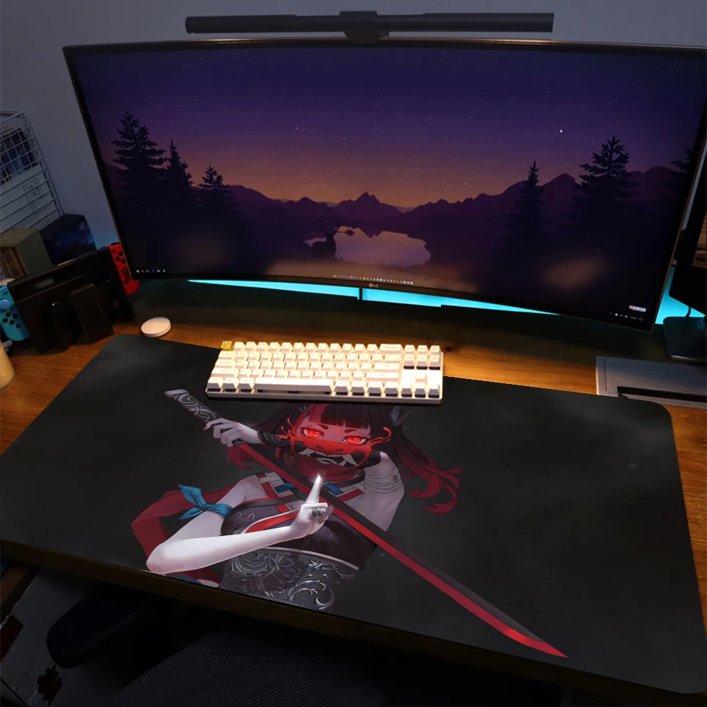 Ledマウスパッドrgbグロー赤毛アニメ赤い目武器剣xxlビッグ黒マウスパッド90 40センチメートルデスクパッドカスタムモウズカーペット Mouse Pads Aliexpress