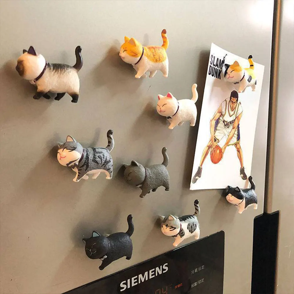 3D Stereo Cute Turnable Kitten Art Design Animal Series Home Decor Fridge Magnet Refrigerator Decoration Gift For Kitchen magnetic fridge magnets refrigerator decor