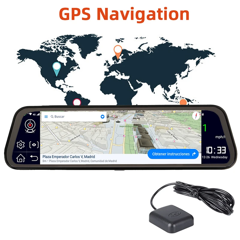 Bluavido 4G Android 8,1 автомобильный зеркальный видеорегистратор gps навигация ADAS камера в зеркале заднего вида FHD 1080P двойной объектив видеорегистратор