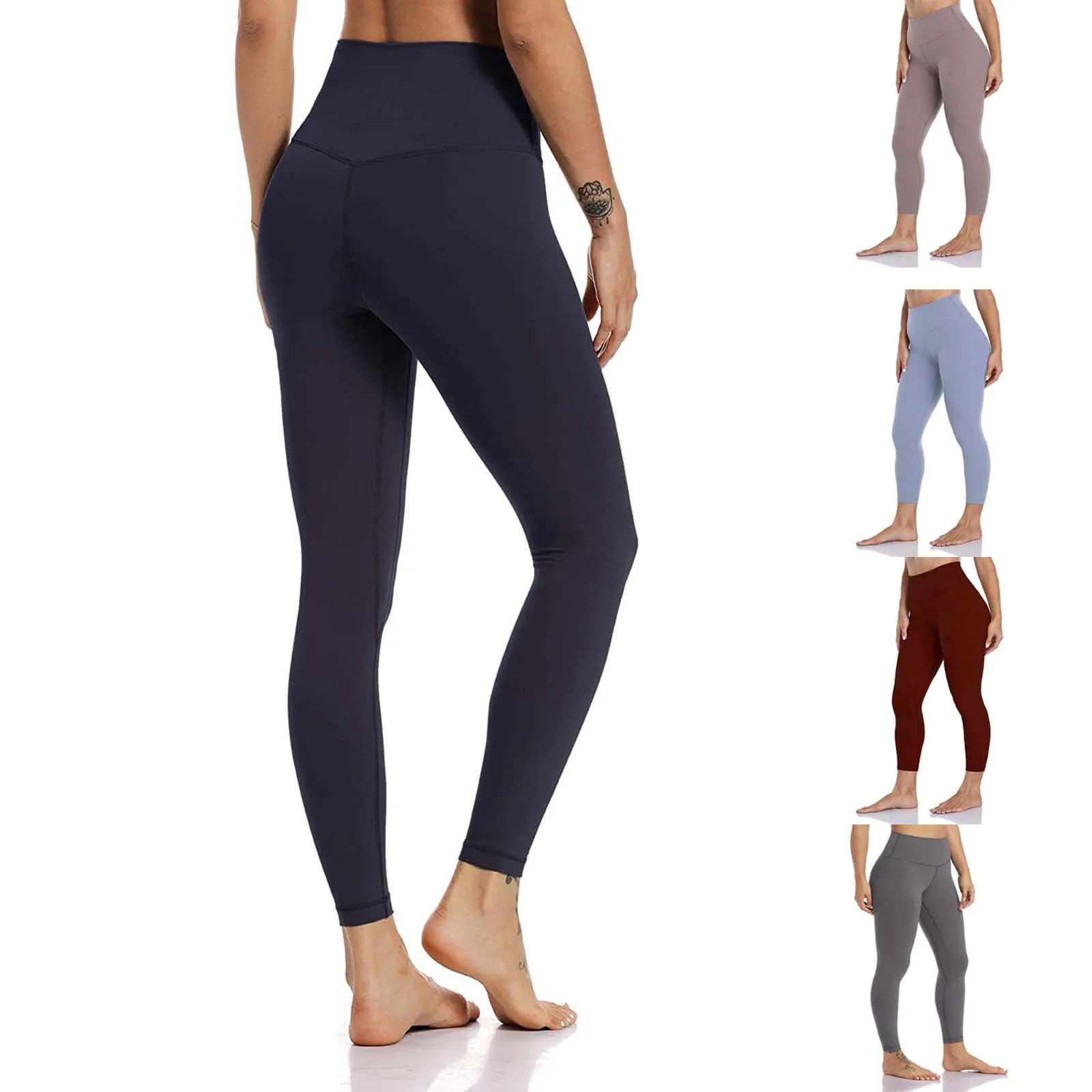 

High waist yoga exercise Leggings women's Yoga Pants fitness gym solid color tights 2021 sportswear pants Running Yoga