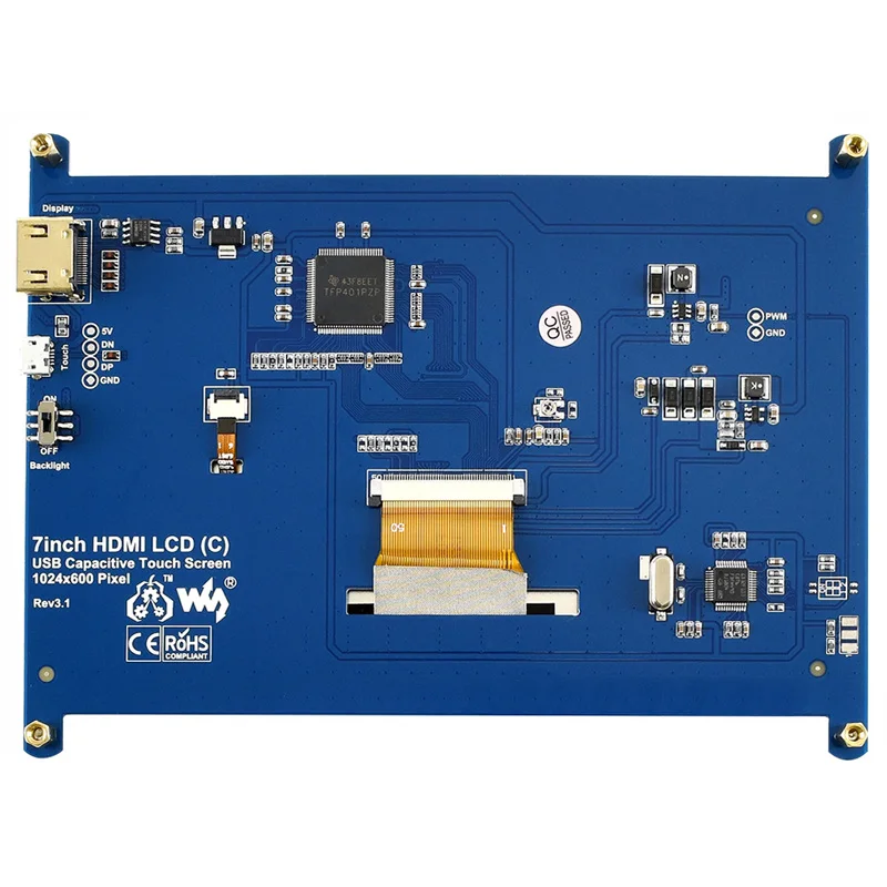 Raspberry Pi 7 дюймов емкостный сенсорный экран Экран ЖК дисплей (C) 1024 × 600 HDMI IPS низкая