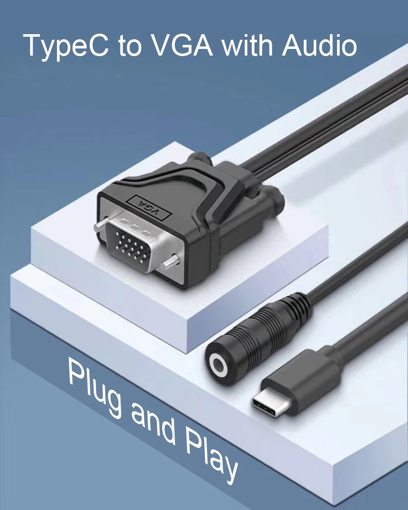 USB C Тип C к VGA ТВ с 3,5 мм аудио адаптер USB 3,1 USB-C видео конвертер кабель для Macbook Google ноутбук samsung S8 Note10