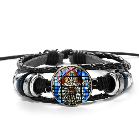 Style 5 SONGDA амулет символ Браслет Archangel St. Michel защитите меня Святой щит стекло время драгоценный камень русский орходокс тканые браслеты для мужчин - Окраска металла: Style 5