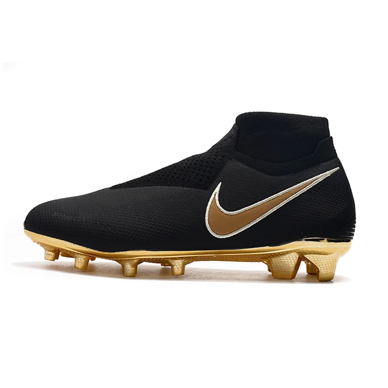 Nike Phantom VSN тени Elite DF FG Футбол бутсы кроссовки Для мужчин футбольные бутсы с волнообразным краем; Zapatos De Futbol Hombre Nike Бутсы; большие размеры 39-45 - Цвет: Black Gold