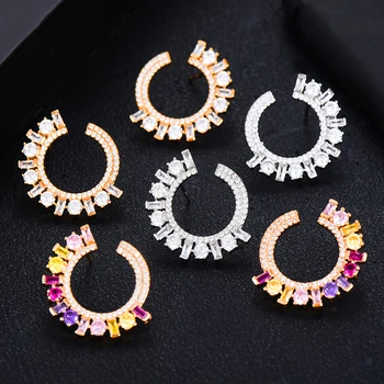 

GODKI Uique Multicolor Geometric Cluster Stud Earrings for Women Wedding Party Fashion Dubai Bridal Jewelry Gift 2020