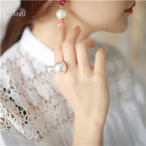 AOMU Новое большое металлическое кольцо с шариком, регулируемое отверстие, модное ювелирное изделие, индивидуальное кольцо для женщин, девушек, кольцо, ювелирный набор