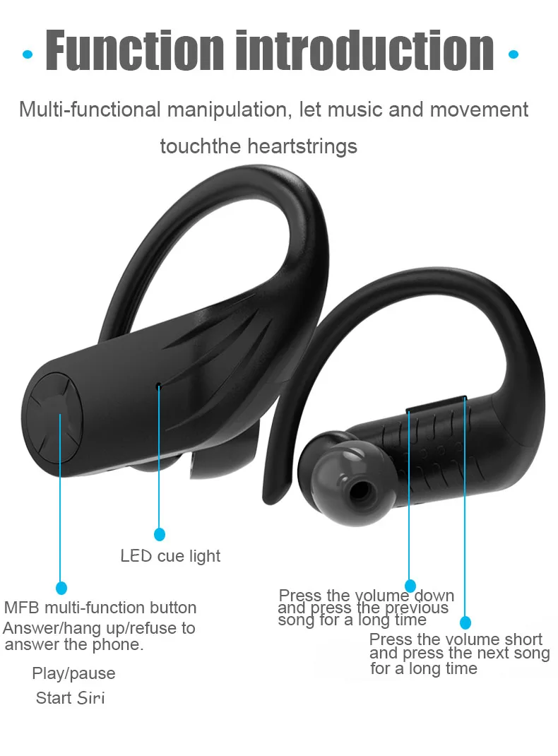 Bluetooth наушники типа c TWS, беспроводные наушники 5,0, спортивные наушники, наушники Bloototh, гарнитура для Android IPhone